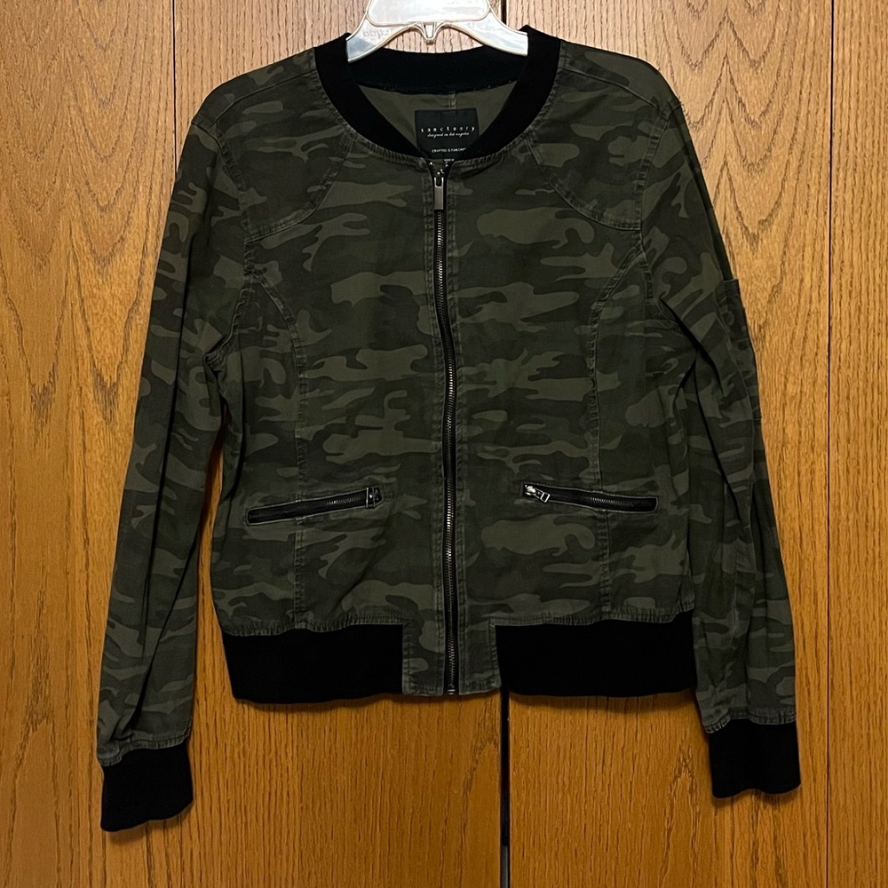 Sanctuary Ladies Camo Print Zip Up Jacket Sz XL - Picture 2 of 4
